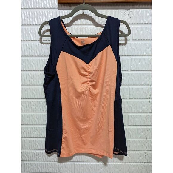 Tail Women's Orange & Blue Shirred Tennis Scoop Neck Tank Top Size XL NWT - Picture 1 of 6
